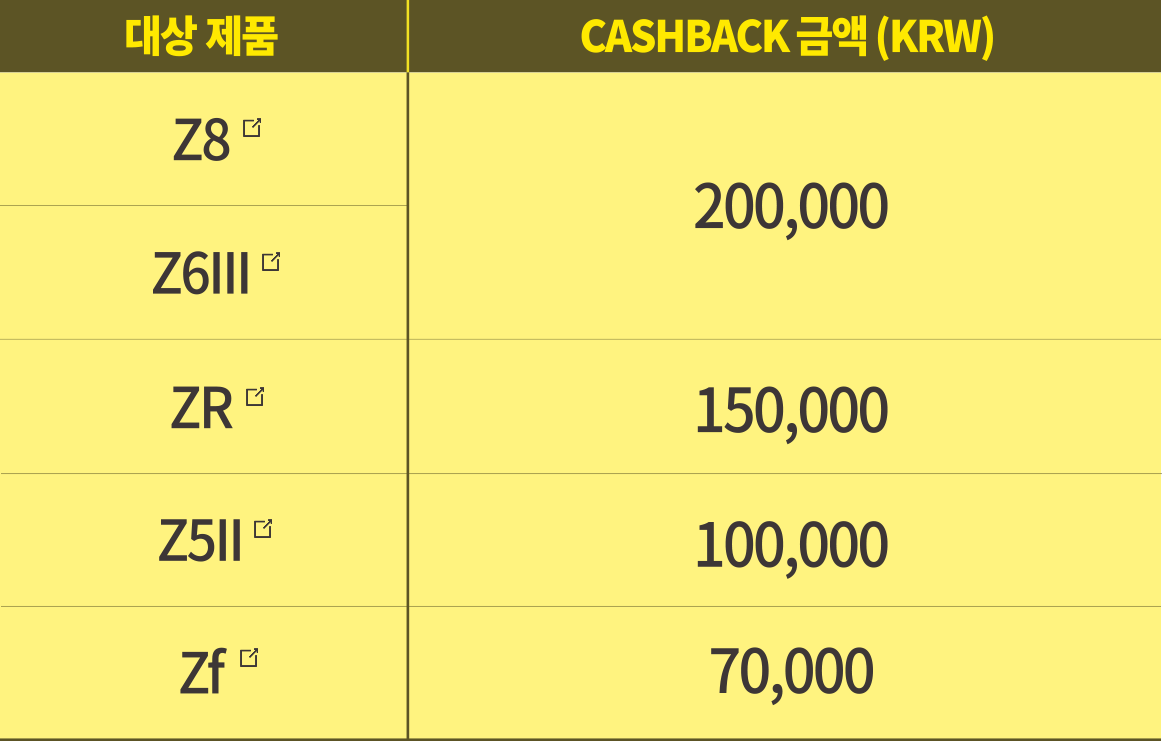 프로모션 대상 제품 테이블
